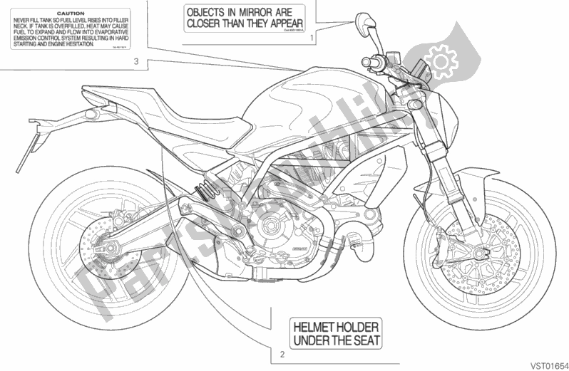 Todas as partes de Posizionamento Targhette do Ducati Monster 797 USA 2017